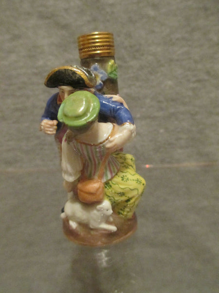 Meissen Scent Bottle of Shepherdess and Hunter. first class.