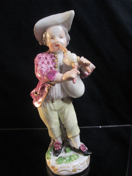 Meissen Porcelain Figure of a Bagpipe Player 18th C