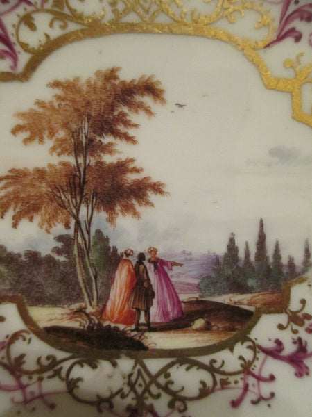 Meissen Porcelain, Landscape Scene, Turquoise Ground Saucer. 1730-40