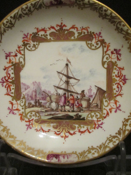 Meissen Porcelain Kauffahrtei Scene Saucer 1735 (2)