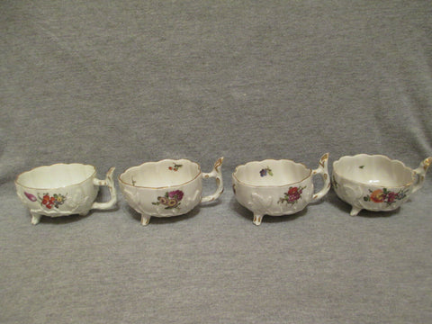 Ludwigsburg Porcelain Leaf Cups x 4, 1770