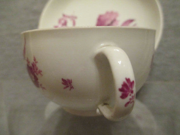 Meissen Puce Floral Cup & Saucer.1700's (2)