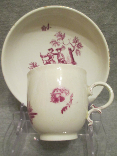 Porcelaine Frankenthal, Porzellan Scenic Cup &amp; Soucoupe. années 1700 