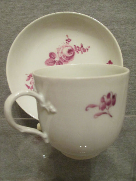 Meissen Puce Floral Cup & Saucer. (1)