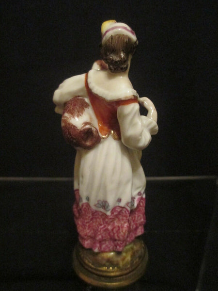 Meissen Porcelain Scent Bottle of a Woman and Hound 19th C