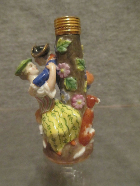 Meissen Scent Bottle of Shepherdess and Hunter. first class.