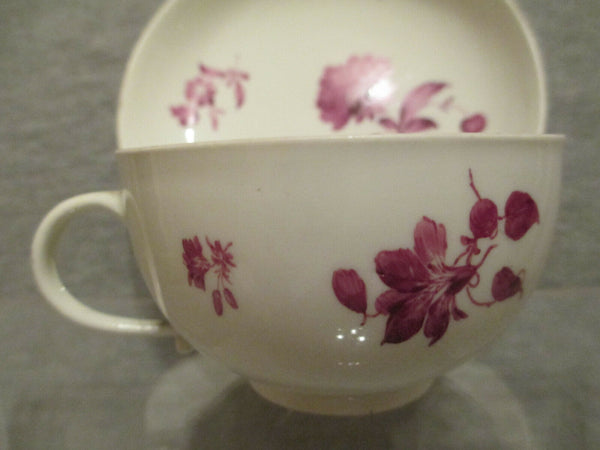 Meissen Puce Floral Cup &amp; Soucoupe.1700's (2)