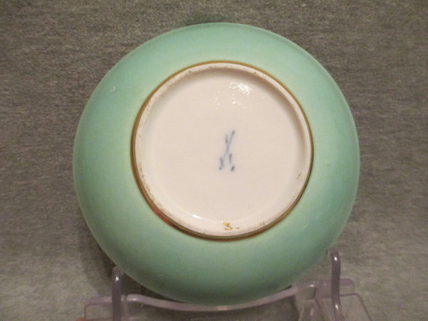 Porcelaine De Meissen, Scène De Paysage, Soucoupe Au Sol Turquoise. 1730-40 