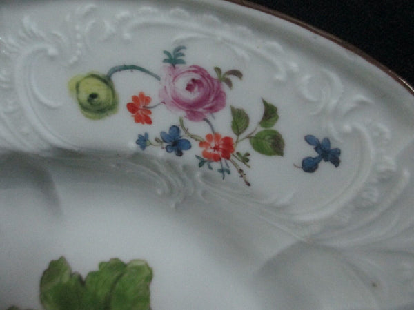 Meissen Porcelain Floral Moulded Soup Plate with Grapes 1740