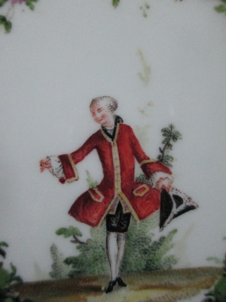 Meissen Porcelain Dinner Plate with Floral Garlands & a Dandy Gent 1740