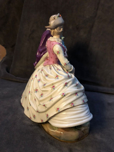 GROUPE DE FIGURINES EN PORCELAINE DE MEISSEN D'UN GALANT ET COMPAGNON. 19ème siècle 