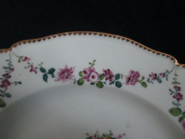 Meissen Porcelain Dinner Plate with Floral Garlands & a Dandy Gent 1740