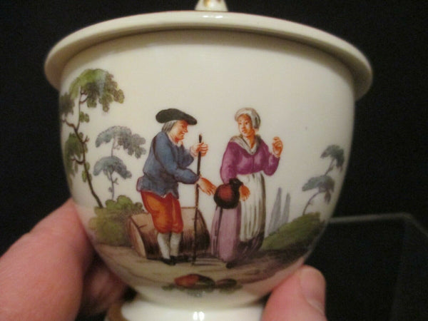 Meissen Porcelain  Tenniers Scene Lidded Sugar Pot