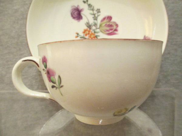 Frankenthal Porcelain Floral Cup & Saucer 18th Century