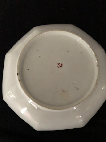 Chelsea Porcelain Octagonal Saucer with Bugs & Flowers, Red Anchor 1752 - 1756