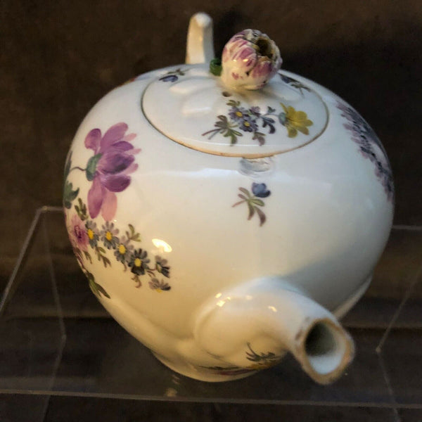 Théière Florale En Porcelaine De Meissen 1735 Rare