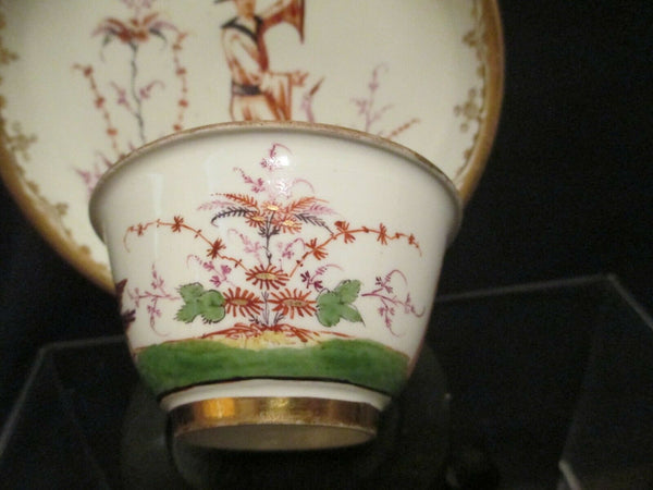 Bol à thé et soucoupe en porcelaine de Meissen Danhoeffer Hausmalerei 1720