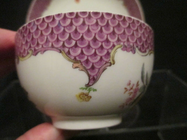 Meissen Porcelain, Purple Scaled Tea Cup & Saucer. 1745