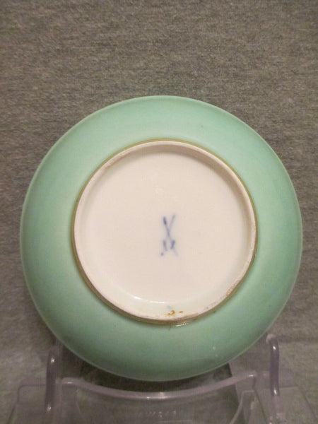 Porcelaine de Meissen, scène Kauffahrtei, fond turquoise, soucoupe, années 1700