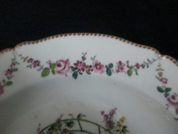 Meissen Porcelain Dinner Plate with Floral Garlands & a Dandy Gent 1740