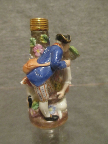 Meissen Scent Bottle of Shepherdess and Hunter. first class.