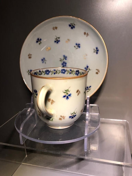 Tasse &amp; Soucoupe Florale En Porcelaine De Nyon 1781