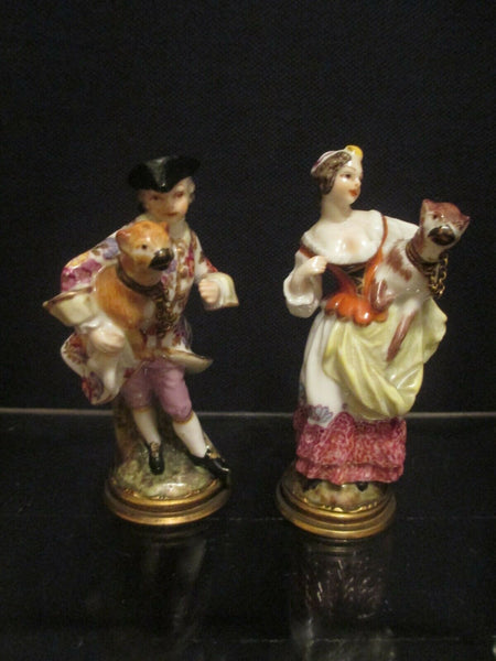 Flacon à Parfum en Porcelaine de Meissen d'un Dandy et d'un Chien 19ème