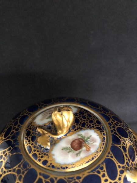 Meissen Porcelain Cobalt Blue & Gilt Teapot with Putti, Marcolini 1774 - 1813