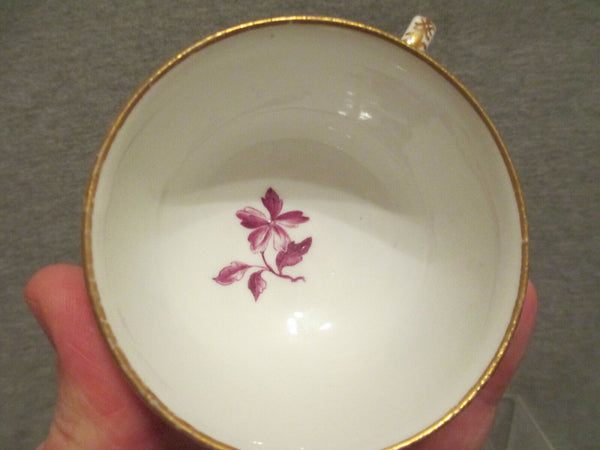 Meissen Porcelain, Scenic Puce Tea Cup & Saucer. 1760