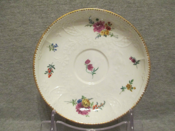 Meissen Floral Moulded Cup & Saucer.