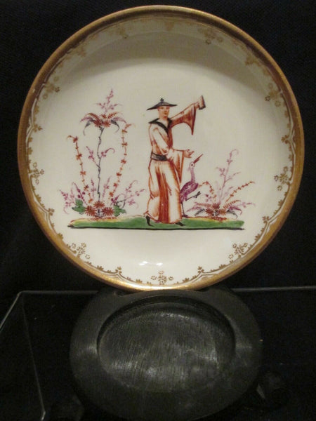 Bol à thé et soucoupe en porcelaine de Meissen Danhoeffer Hausmalerei 1720