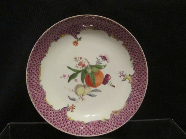 Meissen Porcelain, Purple Scaled Tea Cup & Saucer. 1745