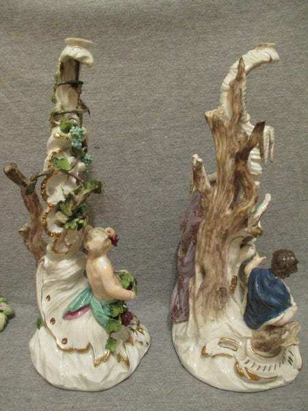 Meissen the Seasons Candelabras, Winter & Summer. 1750