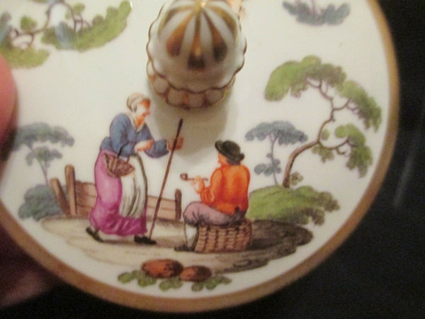 Meissen Porcelain  Tenniers Scene Lidded Sugar Pot