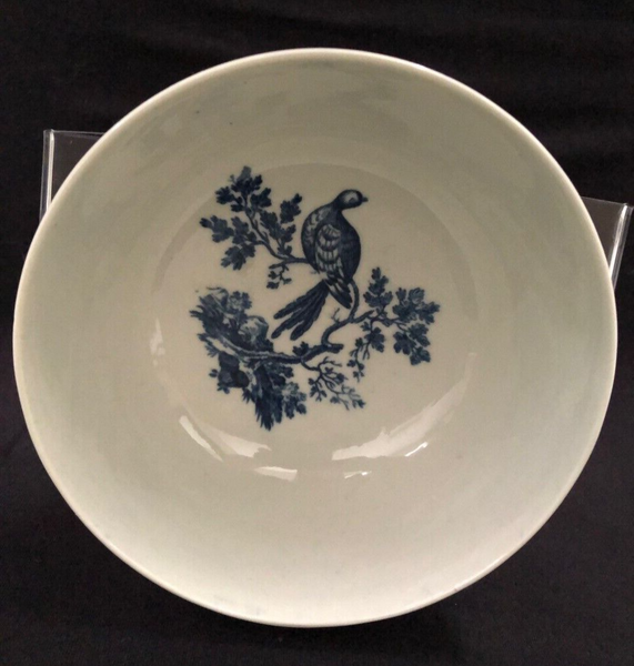 Worcester Porcelain Dr Wall " Birds in Branches" Slop Bowl circa 1770-85