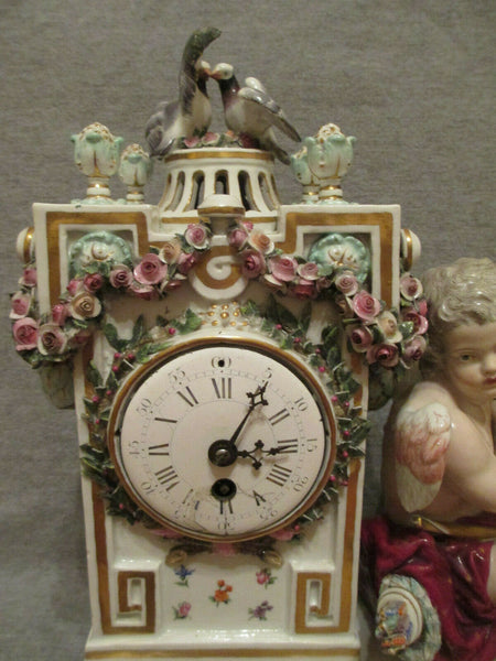Meissen Porcelain Figural Mantel Clock