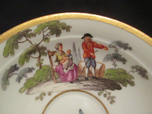 Tasse et soucoupe scène Tenniers en porcelaine de Meissen (1)