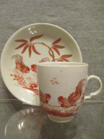 Doccia Porcelain Coffee Cup and Saucer with Fighting Cock, 1770-80 (No 1)