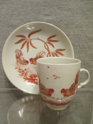 Doccia Porcelain Coffee Cup and Saucer with Fighting Cock, 1770-80 (No 2)
