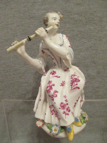 A Bow Porcelain Figure of a Flute Player c1760