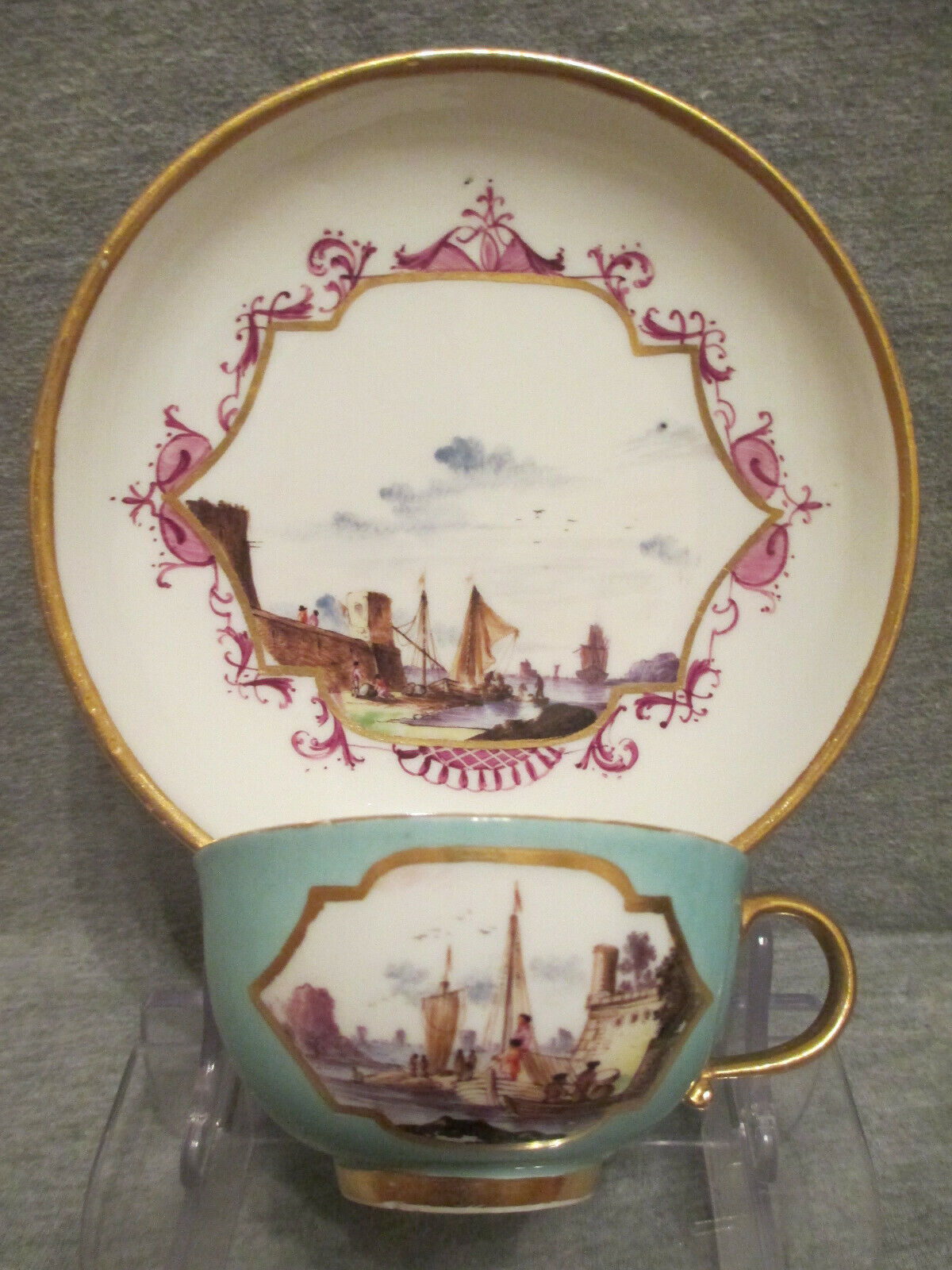 Meissen Porcelain Kauffahrtei Tea Cup & Saucer. 1730 (No 5)