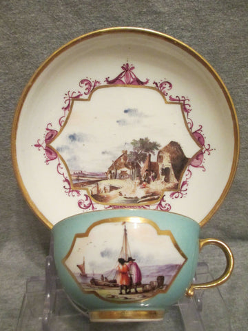 Meissen Porcelain Kauffahrtei Tea Cup & Saucer. 1730 (No 2)