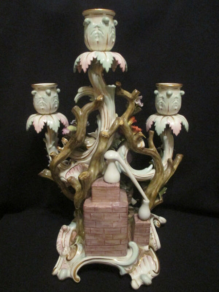 Meissen Porcelain Figural Candelabra, Man with a Sack of Money 19th C