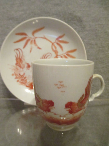 Doccia Porcelain Coffee Cup and Saucer with Fighting Cock, 1770-80 (No 5)