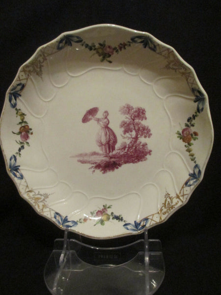 Den Haag Dinner Plate with a Scene of a Lady Holding a Parasol. 1780.