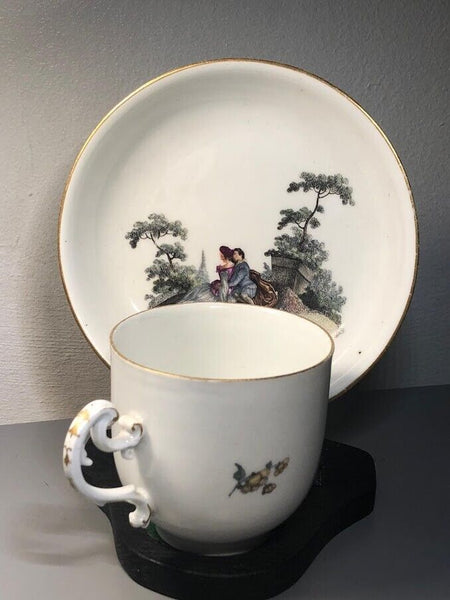 Tasse à café en porcelaine de Meissen avec scènes de Watteau années 1740