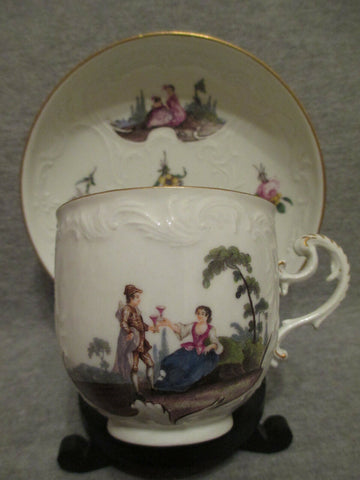 Meissen Scenic Moulded Cup & Saucer 1750