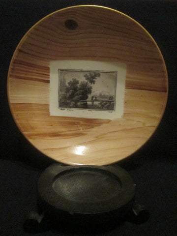 Soucoupe en faux bois en porcelaine Frankenthal. 1776 Carl Théodore 