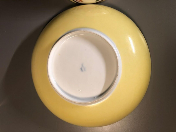 Tasse et soucoupe florale à fond jaune en porcelaine de Meissen 1740 #2