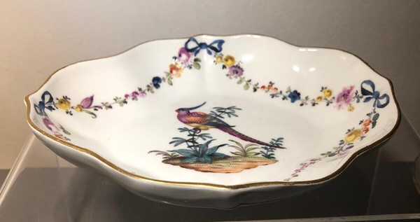 Plateau Cuillère Ornithologique En Porcelaine De Meissen 1740 